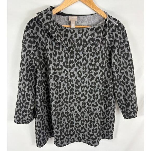 Chico's Tops - Chicos Animal Print Zip Neck 3/4 Sleeve Top Size 3 / XL